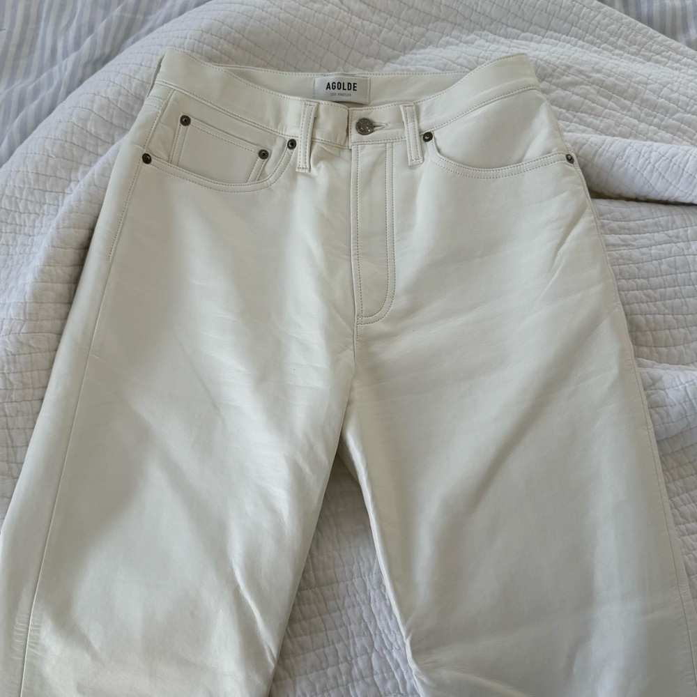 AGOLDE Women's White Leather Pants